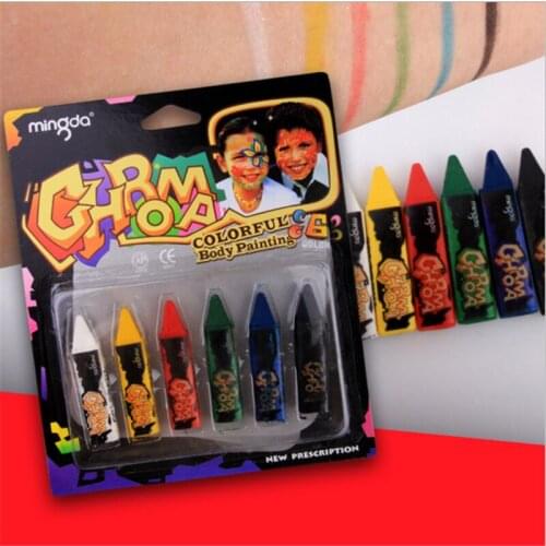 6 Colors Cosplay Face Painting Pencils Body Paint Crayon Halloween Christmas Body Painting Pen Stick Children Party Makeup