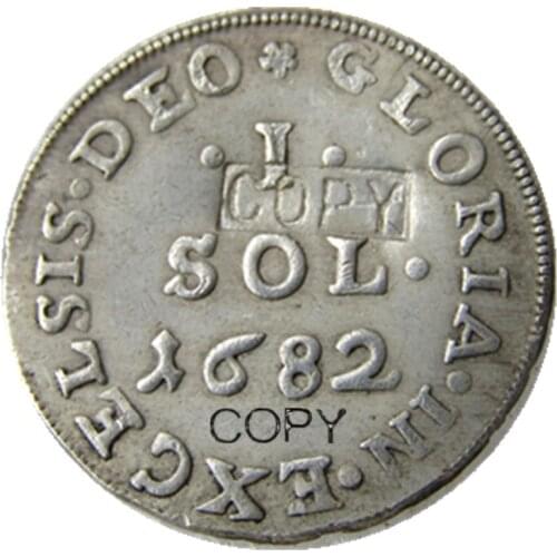 1682 France 1Sol Silver Plated Copy Coins