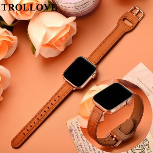 Leather Strap For Apple Watch Band 44mm 40mm 42mm 38mm Watchband Wrist Bracelet loop for iWatch Series 1 2 3 4 5 6 se