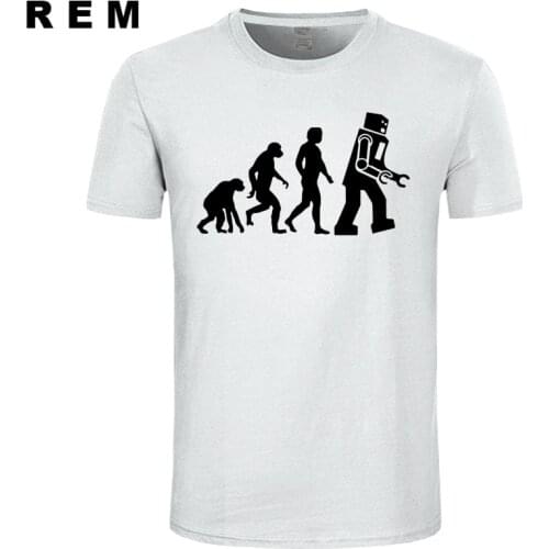 REM summer men t shirts Robot Evolution Mens T-shirts hipster streetwear t shirt homme funny hip hop fitness brand clothing