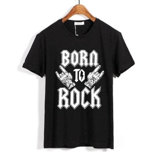 Summer Style rocker Punk Rock Star show Black T shirt fitness Cotton Heavy metal culture tee sign of the horns hand gesture