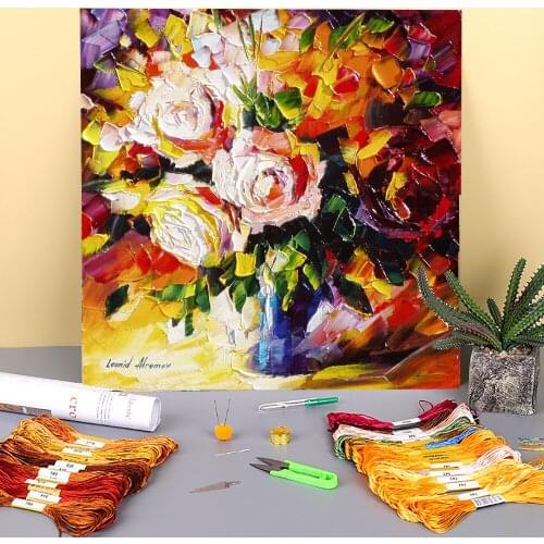 Love Bouquet Printed 11CT Cross Stitch Complete Kit Embroidery DMC Threads Handiwork Handmade Hobby Painting Gift Promotions