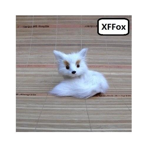 Small cute real life fox model plastic&furs white fox doll gift about 8x7x9cm xf1653