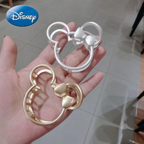 Disney Cartoon Mickey Mouse Headdress Hollow Flower Clip Hairpin Girl Metal Belt Top Clip Hair Accessories