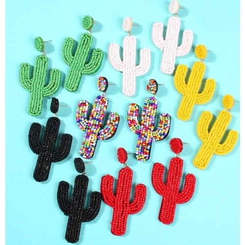 Cute Cactus Drop Earrings New Resin Beads Statement Earrings Female Trendy Beach Party Jewelry Accessories Birthday Gift