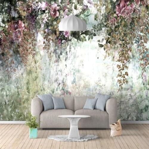 Milofi custom 3D wallpaper mural retro hand-painted flowers European plants background wall decoration wallpaper