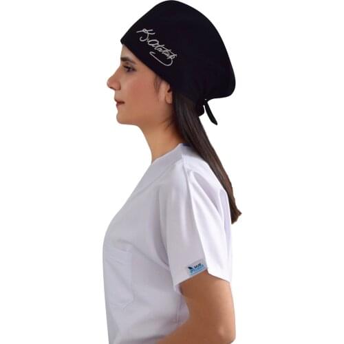 Nur Orthopedics Black Atatürk Signed Doctor Nurse Hospital Cook Surgical Bonnet Bandana Cap Bandage Cap Hat