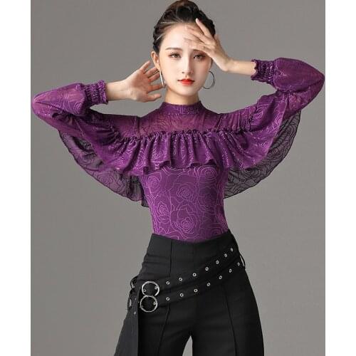 Fall Ballroom Dance Tops For Women Samba Dance Outfit Designer Clothes Latin Practice Wear Salsa Dancewear Stage Costume DL7263