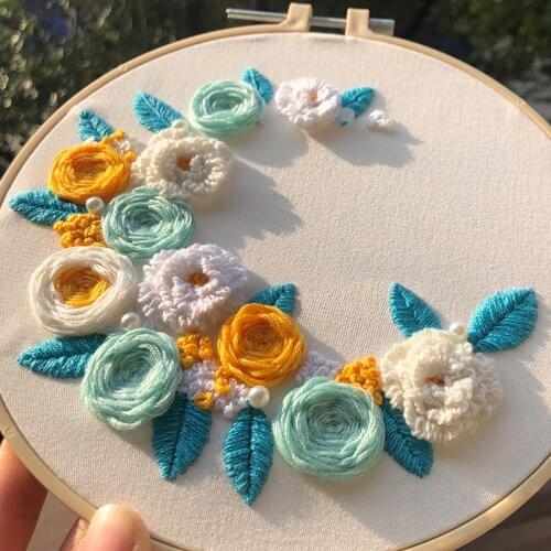 Practical Handmade Embroidery Materials Package 3D European Embroidered Supplies DIY Cross Stitch Needlework Accessories