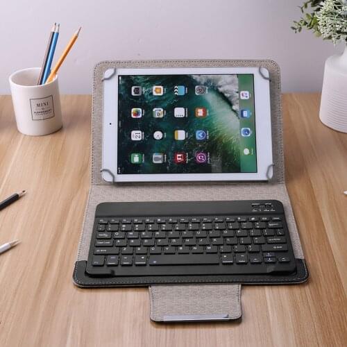 Durable Classic Texture Multi-functional Bluetooth Keyboard for iOS Windows Android PU Leather Case for 9 10 inch Tablet