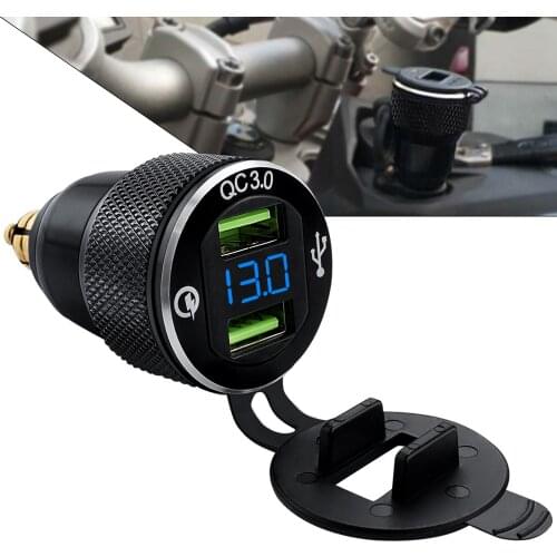 QC3.0 Dual USB Motorcycle Charger Plug Socket Cigarette Lighter Adapter LED Display For BMW F800GS R1250GS R1200GS/RT