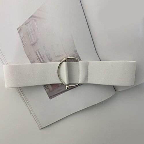 Women Belts Elastic Solid Color Simple Waist Ladies Round Buckle Metal Decoration Coat Sweater Fashion Dress Accessories