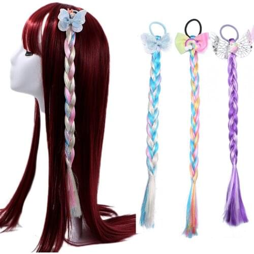 Cartoon Girls Elastic Hair Rope Rubber Bands Braides Hair Accessories Wig Ponytail Hair Ring Kids Twist Braid Rope Hair Braider