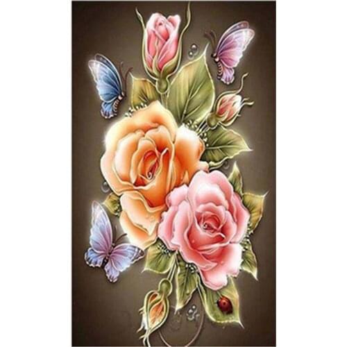 Pink Flowers Rhinestone Picture f/ Home Decor Living Room Decor 30x20cm