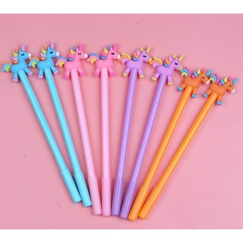 24Pc Funny Cute Unicorn Gel Pens Horse Anime Kawaii Office Accessory School Stuff Thing Ballpoint Stationery Rollerball Material