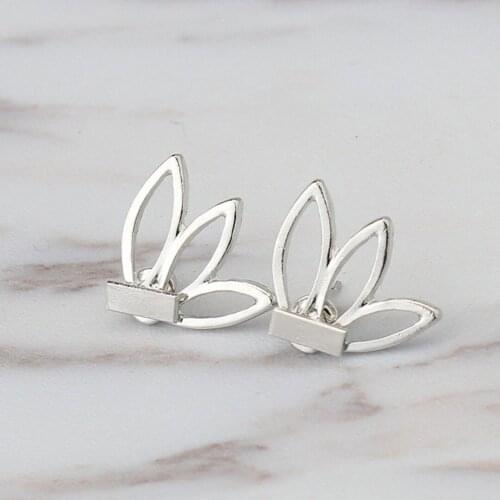 Punk Style Leaves Stud Earrings Lady Simple Gold Sliver Color Earring Fashion Metal Lotus Flower Ear Stud Earring Jewelry