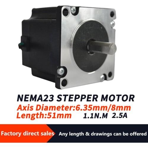 Nema23 57 stepper motor shaft(axis)diameter 8mm body 54mm high torque 1.1N.m two-phase four-wire 1.8 degrees 2.5A hybrid motor