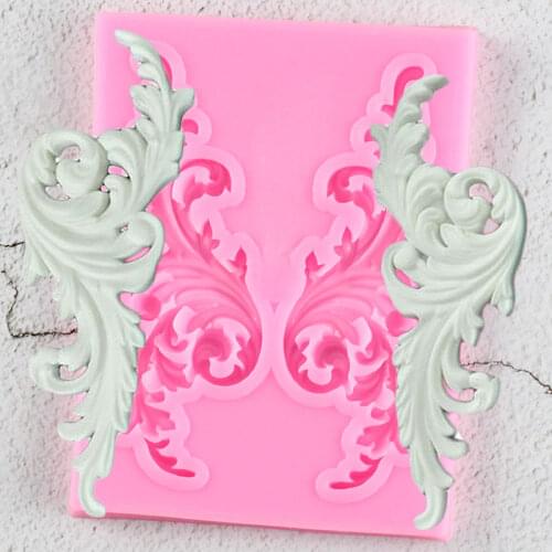 DIY Scroll Relief Border Silicone Molds Leaves Cupcake Topper Fondant Cake Decorating Tools Candy Clay Chocolate Gumpaste Mould