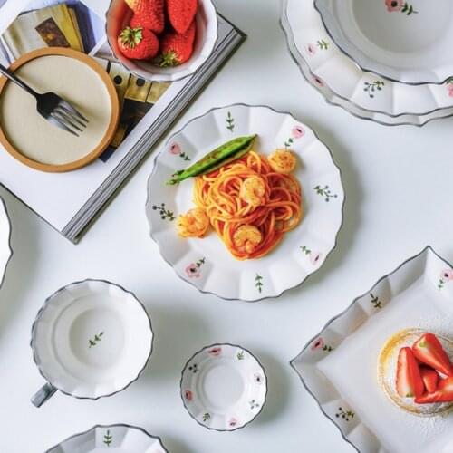 Breakfast Salad Plate Dinner Dish Set Flora Pattern Steak Plates Rice Bowl Home Hotel Ceramic Food Dishe Tray Pasta Restaurant
