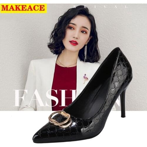 Women Shoes 2021 New Metal Chain High-heeled Shoes Fashion White Collar Dress Shoes Joker Party Outdoor Casual Shoes Mary Janes