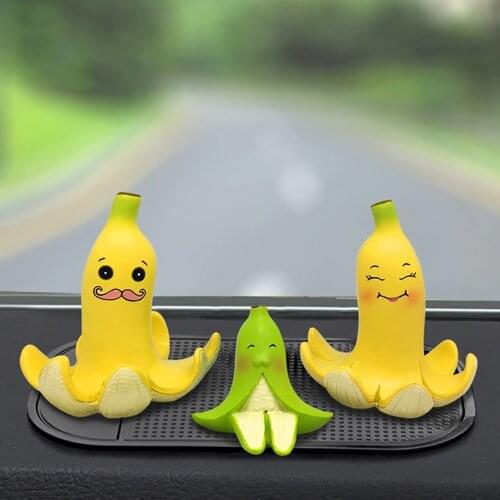 Car Ornaments Cute Resin Dolphin Banana Figurines Dashboard Decoration Toys Lovely Cartoon Dolls Home Decor Accessories Gifts