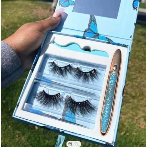 Eyelash Packaging Box Bulk Wholesale Custom logo Boxes Packaging Makeup Set Eyelashes Pack butterfly box two pairs box
