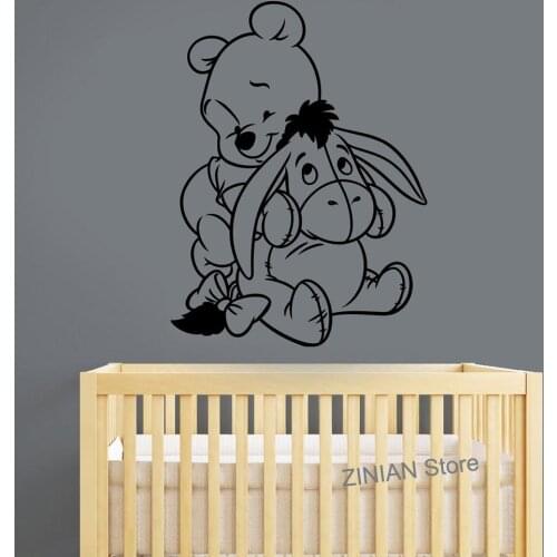 Winnie The Pooh Wall Sticker Eeyore Nursery Decor Vinyl Decal Cartoon Art Decorations for Home Kids Boys Girls Room A627