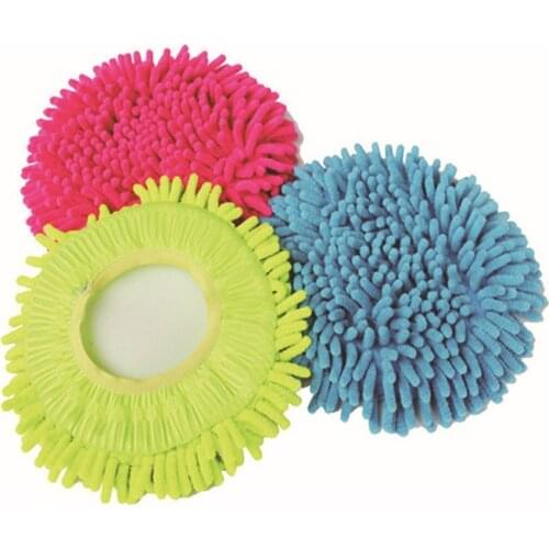 3pcs Rotating Mop Head Chenille Round Mop Head Mop Head Replacement