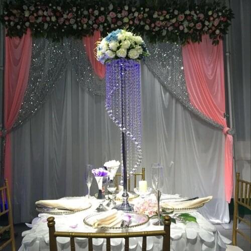 Wedding Rotating crystal beads hanging flower road lead wedding Centerpiece 90cm Tall 22cm Diameter S shape design