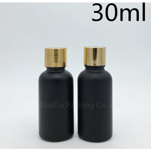 High-quality 30ML Black Frosted Glass Bottle Vials Essential Oil Bottle Perfume bottles Aluminum cover plug 30cc 500pcs/lot