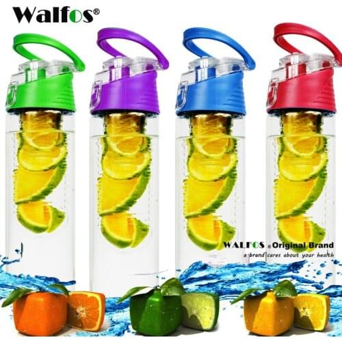 Walfos 800 ml 28 oz BPA Free Fruit Infuser Juice Shaker Sports Lemon Water Bottle Tour hiking Portable Climbing Camp Bottles