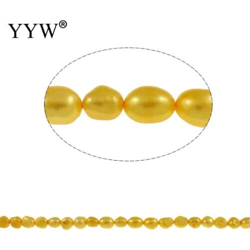 Yellow Pearls Cultured Baroque Freshwater Pearl Beads Golden 7-8mm Approx 0.8mm 15 Inch For Jewelry Making DIY Necklace Bracelet