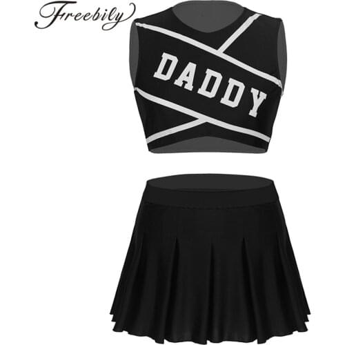 Women Charming Cheerleader Costume Adult Cheerleader Stage Costume Dancewear Hot Competition Crop Top with Mini Pleated Skirt