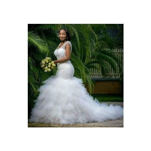 Mermaid wedding dress New large size slim white mermaid wedding evening dress