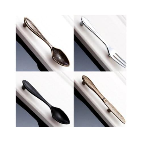 1PCS Cabinet Fork Knife Spoon Handle and Knobs Wardrobe Drawer Door Pulls Furniture Hardware