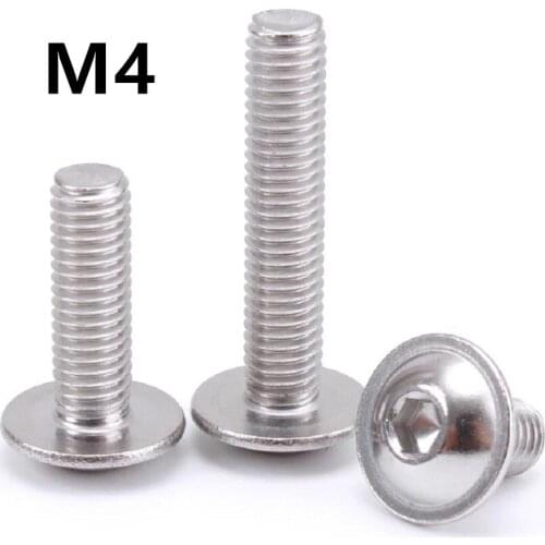 100PCS M4x6/8/10/12/16/20mm GB7380 304 Stainless Steel Hexagon Socket Button Head Screws With Collar Bolt