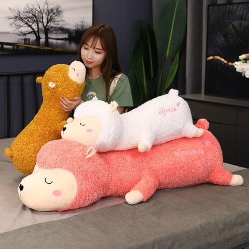120cm Kawaii Alpaca Plush Toy Vicugna Pacos Japanese Soft Stuffed Cute Alpacasso Sheep Llama Animal Dolls for Kids Girls Gifts