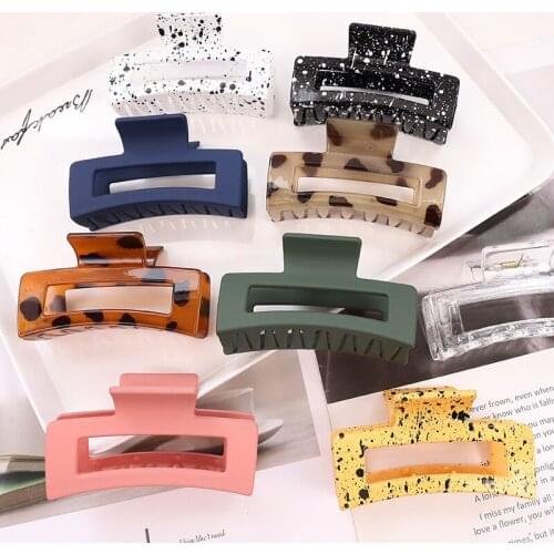 2021 New Thick Rectangle Hair Claw Strong Hold Matte Hairpins Bannana Clips Fashion Hair Styling Accessories For Women Girls