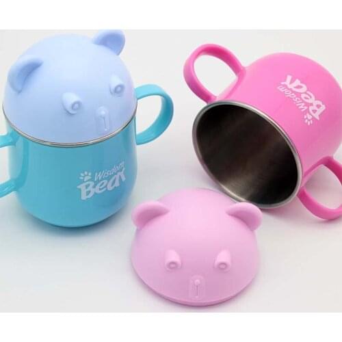 240ML 1Pcs Novelty Cute Cat Animal Milk Cup Stainless Steel Baby Kids Coffee Tea Cup Nice Gifts