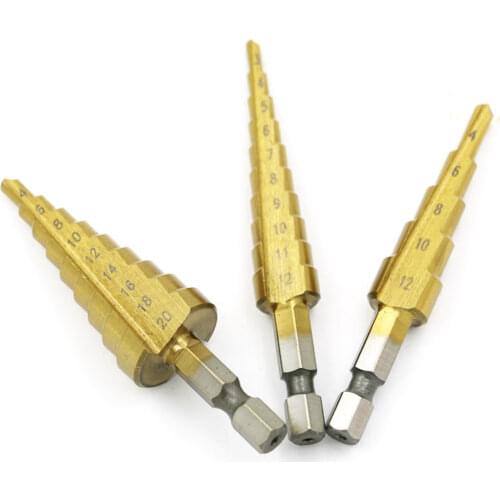 3pcs/lot HSS Metric Hexagon Pagoda Metal Drill Bit Multi Tool Drilling Ladder Titanium-faced Power Tools Accessories DIY