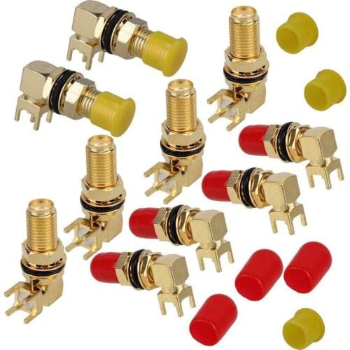 30pcs Connector SMA Female Jack Bulkhead Solder PCB Mount Right Angle O-Ring