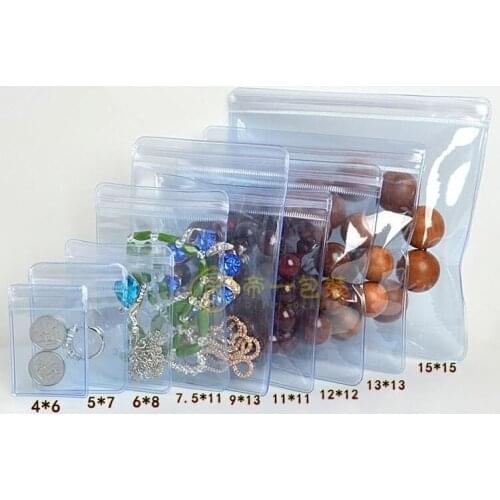 50Pcs/Lot 13*13cm Clear PVC Zip Lock Anti-oxidation Jade Plastic Pouches Jewelry Earrings Valve Zipper Anti-tarnish Storage Bags