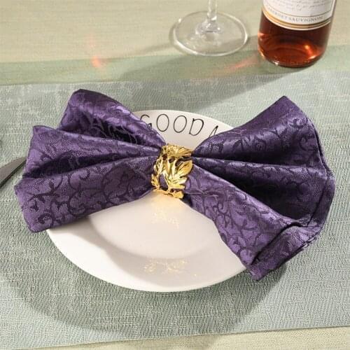 6pcs / metal European style leaf napkin ring desktop decoration is used for home party, wedding, Western food and hotel occasion