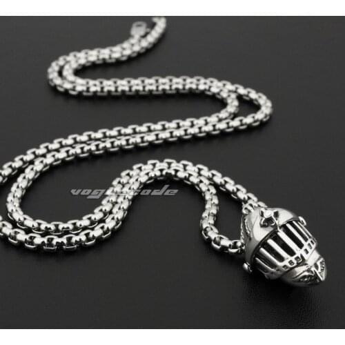 925 Sterling Silver Knight Helmet Medieval Crusader Mens Biker Rock Punk Pendant 8P010