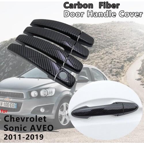 Carbon Fiber Door Handle Cover Accessories for Chevrolet Sonic AVEO Holden Barina 2011 2012 2013 2014 2015 2016 2017 2018 2019