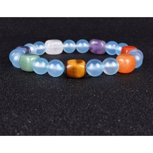 Aquamarines 7 Chakra Yoga Bracelets Women Fashion Nature Energy Stone Agates Beads Jewelry Quartzs Healing Reiki Prayer Bracelet