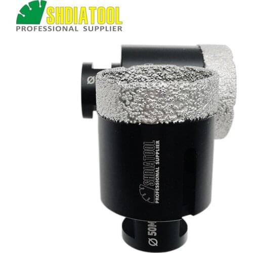 SHDIATOOL 2pcs 50mm Vacuum Brazed Diamond Dry Drilling Bits M14 Thread For Porcelain Tile Granite Marble Stone Hole Saw