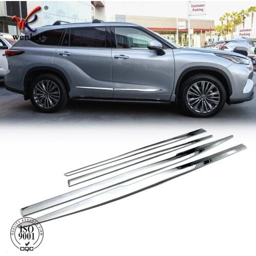 Car Accessories For Toyota Highlander 2020 2021 Door Side Molding Kit Chrome Trim Sticker ABS 4PCS