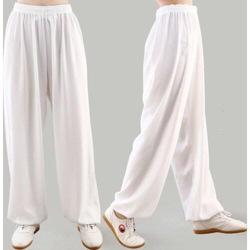 Martial Arts Taiji Loose Lantern Pants Spring Summer Gongfu Mens Training Trousers Yoga Gym Outdoor Jogging Sports Fitness