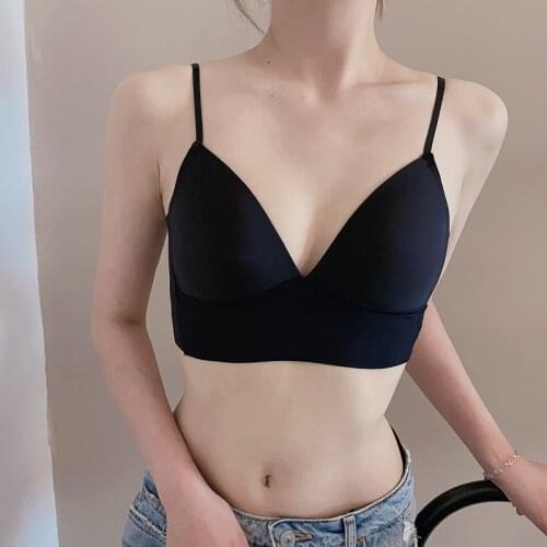 Modal triangle cup bras without steel ring gathers inside the bra and small suspenders underwear without traces thin lingerie